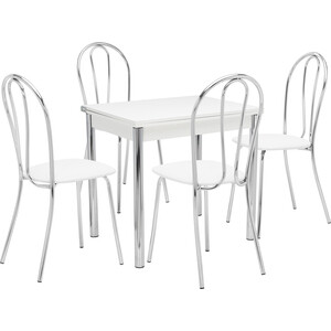 Набор мебели для кухни стол Мебель Импэкс Стол Лиль 1Р белый + стул Луар к/з белый Стол Лиль 1Р белый + стул Луар к/з белый - фото 1