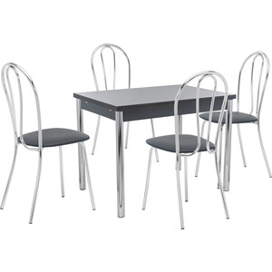 Набор мебели для кухни стол Мебель Импэкс Стол Марсель 2Р антрацит + стул Луар к/з черный