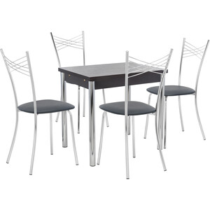 Набор мебели для кухни стол Мебель Импэкс Стол Марсель 1Р венге + стул Рейн к/з черный Стол Марсель 1Р венге + стул Рейн к/з черный - фото 1