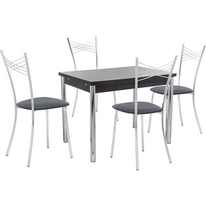 Набор мебели для кухни стол Мебель Импэкс Стол Марсель 2Р венге + стул Рейн к/з черный