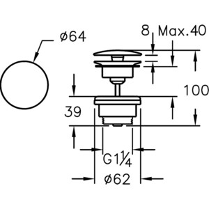 Донный клапан Vitra Origin с переливом нажимной (A45149)