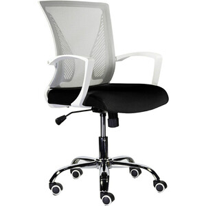 Кресло Brabix Wings MG-306 пластик белый, хром/сетка, серое/черное (532010) кресло brabix wings mg 306 пластик белый хром сетка серое черное 532010