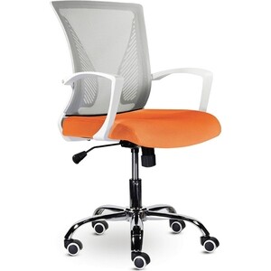 Кресло Brabix Wings MG-306 пластик белый, хром/сетка, серое/оранжевое (532011) кресло офисное norden стайл 1 cf хром черная сетка черная ткань