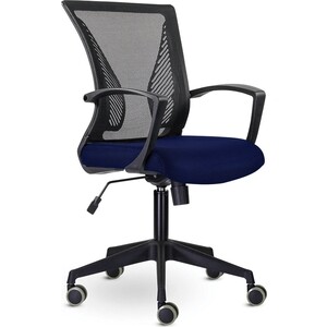 Кресло Brabix Wings MG-309 пластик черный, сетка, черное/синее (532013) офисное кресло norden гарда lb la 035 пластик черная сетка черная сидушка