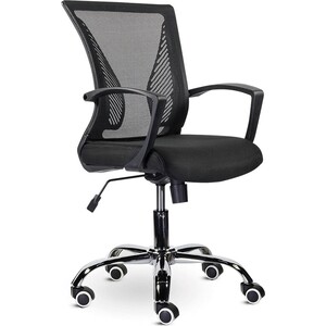 Кресло Brabix Wings MG-304 пластик черный, хром, сетка, черное (532016) офисное кресло norden ruby lb ch 312b w gg белый пластик серая сетка серая ткань