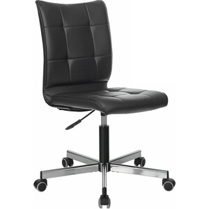 Кресло без подлокотников Brabix Stream MG-314 пятилучие серебристое, экокожа черное (532077) кресло компактное brabix smart mg 313 без подлокотников комбинированное черное оранжевое 531844