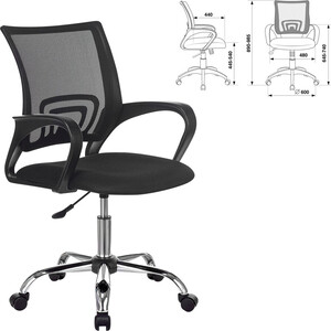 Кресло с подлокотниками Brabix Fly MG-396 сетка, хром, черное (532086) кресло офисное brabix premium stalker ex 609 pro хром мультиблок ткань сетка экокожа черное 532416