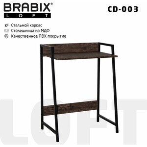 фото Стол на металлокаркасе brabix loft cd-003 морёный дуб 641215