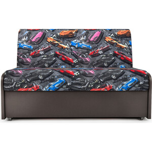 фото Диван-кровать шарм-дизайн коломбо бп 120 машинки и экокожа шоколад