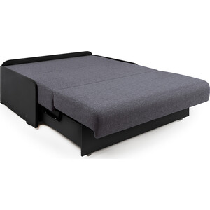 фото Диван-кровать шарм-дизайн коломбо бп 160 серая рогожка и экокожа черный