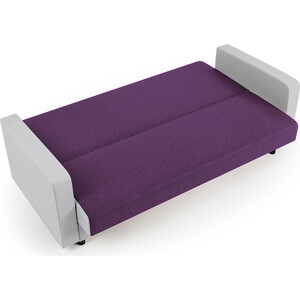 фото Диван-кровать шарм-дизайн мелодия 120 фиолетовая рогожка и белая экокожа