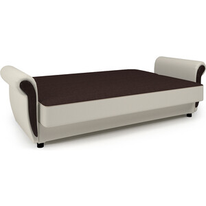 Диван-кровать Шарм-Дизайн Классика М 120 рогожка шоколад и экокожа беж - фото 3