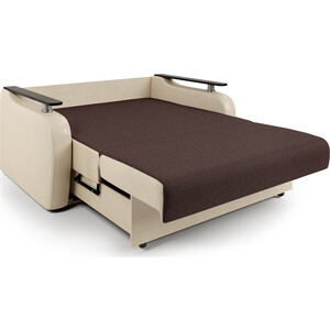 Диван-кровать Шарм-Дизайн Гранд Д 100 рогожка шоколад и экокожа беж