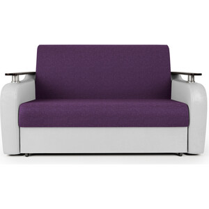 фото Диван-кровать шарм-дизайн гранд д 100 фиолетовая рогожка и экокожа белая