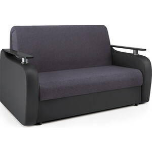 Диван-кровать Шарм-Дизайн Гранд Д 120 серая рогожка и черная экокожа кресло кровать шарм дизайн гранд д фиолетовая рогожка и экокожа белая