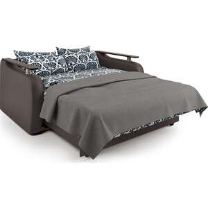 Диван-кровать Шарм-Дизайн Гранд Д 140 рогожка латте и экокожа шоколад