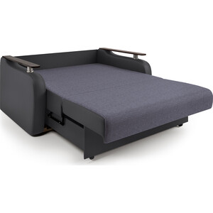 Диван-кровать Шарм-Дизайн Гранд Д 140 серая рогожка и черная экокожа
