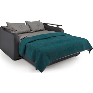 Диван-кровать Шарм-Дизайн Гранд Д 140 экокожа черная и серый шенилл