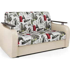 Диван-кровать Шарм-Дизайн Гранд Д 160 велюр Париж и экокожа беж кресло кровать шарм дизайн гранд д 80 велюр ультра миднайт