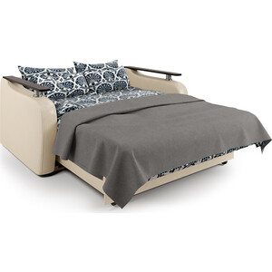 Диван-кровать Шарм-Дизайн Гранд Д 160 рогожка шоколад и экокожа беж