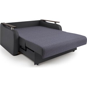 Диван-кровать Шарм-Дизайн Гранд Д 160 серая рогожка и черная экокожа