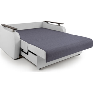 Диван-кровать Шарм-Дизайн Гранд Д 160 серая рогожка и экокожа белая