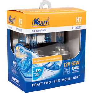 Автолампа Kraft H7 12v55w(PX26d)Kraft Pro+80% more light H7 12v55w(PX26d)Kraft Pro+80% more light - фото 2