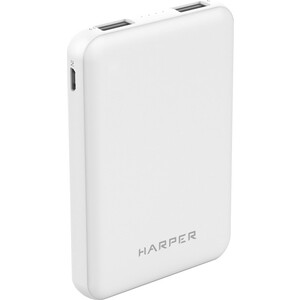 Внешний аккумулятор HARPER PB-5001 White (2xUSB 2A, 5000mAh, Li-Pol)