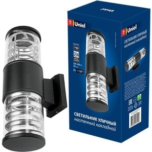 фото Светильник uniel уличный настенный (ul-00006808) uul-s12a 2x60w/e27 ip65 black