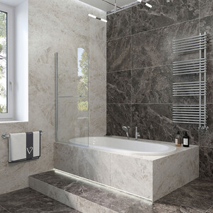 фото Шторка для ванной veconi palau 70x150 стекло прозрачное, профиль хром (pl79-70-01-c4)