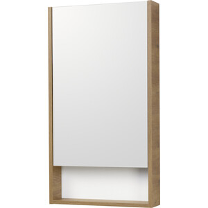 Зеркальный шкаф Акватон Сканди 45 белый/дуб рустикальный (1A252002SDZ90) зеркальный шкаф 60x78 см дуб полярный акватон сильва 1a216202siw70