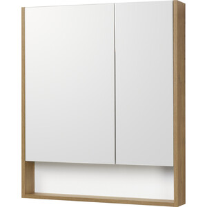 Зеркальный шкаф Акватон Сканди 70 белый/дуб рустикальный (1A252202SDZ90) зеркальный шкаф 60x78 см дуб полярный акватон сильва 1a216202siw70