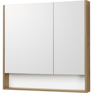 Зеркальный шкаф Акватон Сканди 85 белый/дуб рустикальный (1A252302SDZ90) зеркальный шкаф 50x78 см дуб макиато акватон сильва 1a215502siw5l