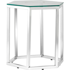 фото Журнальный столик stool group гекс прозрачное стекло, сталь серебро eet-063