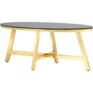 фото Журнальный столик stool group альба 100x50 стекло черное, сталь золото ect-095-o-tg