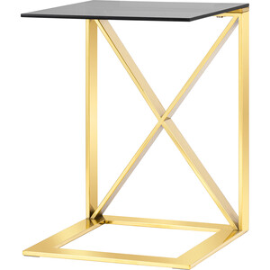 фото Журнальный столик stool group кросс 40x40 стекло smoke, сталь золото eet-008-c-tg-sk