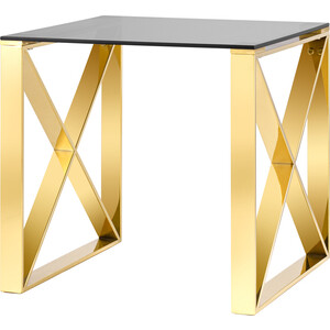 фото Журнальный столик stool group кросс 55x55 стекло smoke, сталь золото eet-008-tg-sk