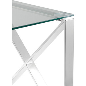 фото Журнальный стол stool group кросс 120x60 прозрачное стекло, сталь серебро ect-008