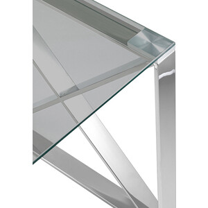 фото Журнальный стол stool group кросс 120x60 прозрачное стекло, сталь серебро ect-008