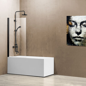 фото Шторка для ванной vincea 80x140 стекло прозрачное, профиль черный (vsb-11800clb)