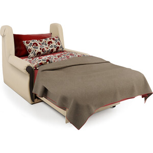 Кресло-кровать Шарм-Дизайн Аккорд М экокожа беж и серый шенилл