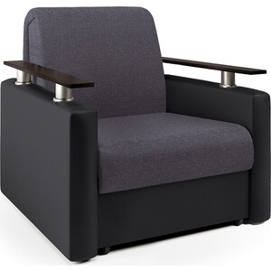 кресло кровать mebel ars квартет экокожа черная Кресло-кровать Шарм-Дизайн Шарм серая рогожка и черная экокожа