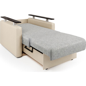 Кресло-кровать Шарм-Дизайн Шарм экокожа беж и серый шенилл