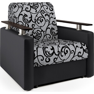 Кресло-кровать Шарм-Дизайн Шарм экокожа черная и узоры
