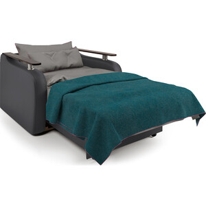 Кресло-кровать Шарм-Дизайн Гранд Д серая рогожка и черная экокожа