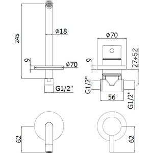 фото Смеситель для раковины paffoni light встраиваемый, steel looking (lig007st70)