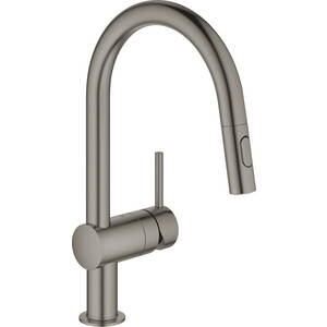 фото Смеситель для кухни grohe minta с выдвижным изливом, темный графит (32321al2)