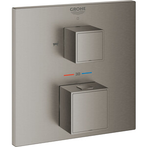 Термостат для ванны Grohe Grohtherm Cube накладная панель, для 35600, темный графит (24155AL0) смеситель для ванны grohe essence для механизма 35600 графит темный глянцевый 24058a01
