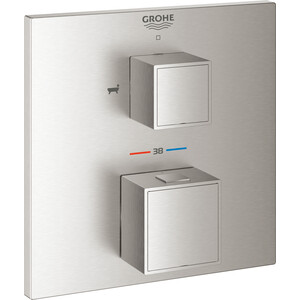 Термостат для ванны Grohe Grohtherm Cube накладная панель, для 35600, суперсталь (24155DC0) термостат для ванны grohe grohtherm cube накладная панель для 35600 темный графит 24155al0