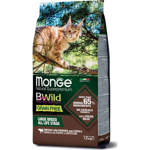Сухой корм Monge Cat BWild GRAIN FREE беззерновой из мяса буйвола для крупных кошек всех возрастов 1,5 кг - фото 2